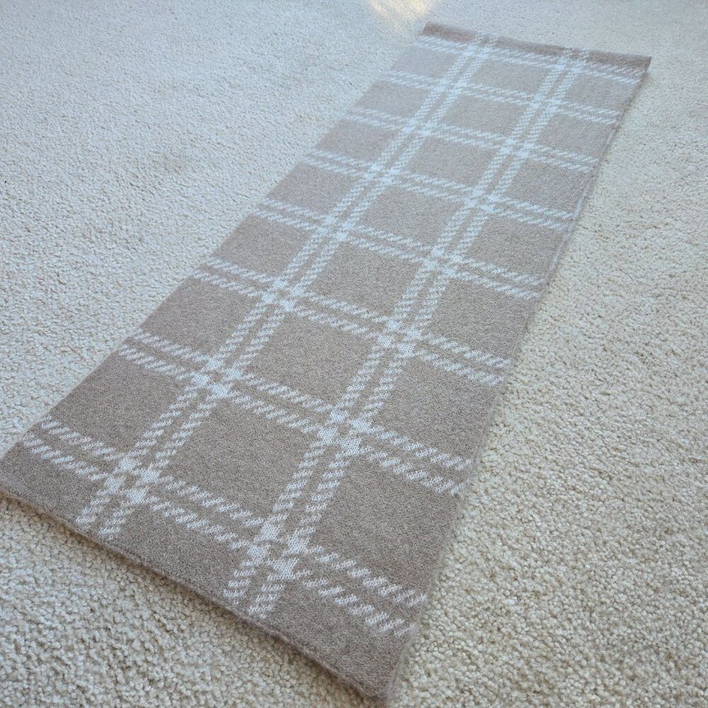 NWOT Everlane Patterned Alpaca Scarf in Wheat Taupe Tan - Picture 6 of 14